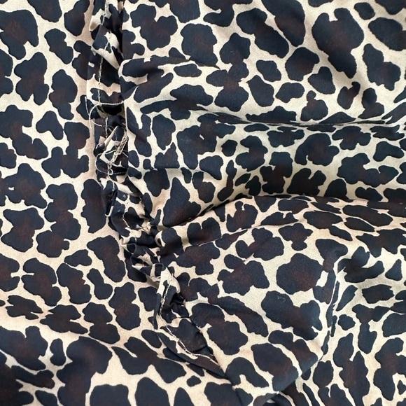 J. CREW Leopard Print Poplin Short Puff Sleeve Crisp Animal Cheetah Size Large - Picture 16 of 17